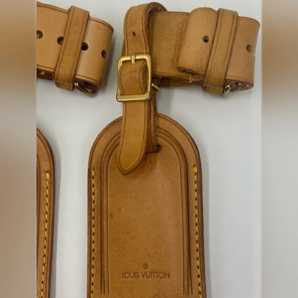 Lots Of Louis Vuitton Tan Leather Luggage Tags with Poignants 20 pcs Total OBO